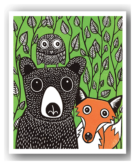 NC001 Bear, Fox & Owl - Kat Lendacka
