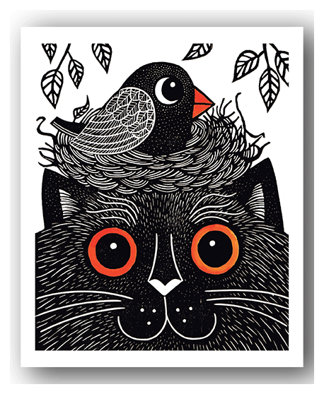 NC006 Happy Cat with Nest - Kat Lendacka