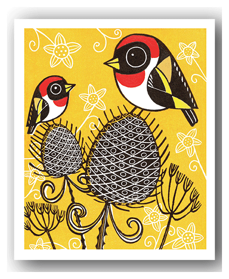 NC007 Goldfinches & Teasel - Kat Lendacka