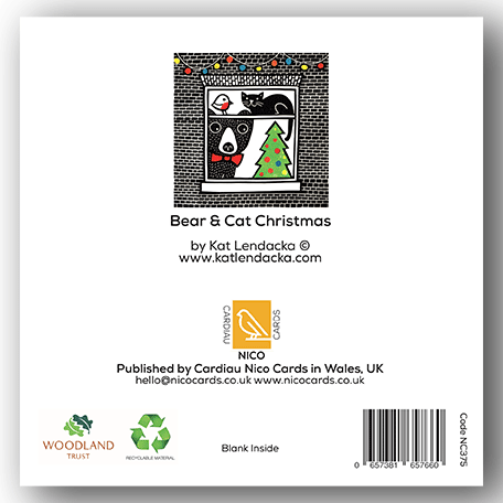Pack of 6 Cards - PC375 Bear & Cat - Kat Lendacka
