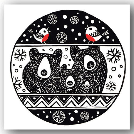 Pack of 6 Cards - PC376 Bear Christmas - Kat Lendacka