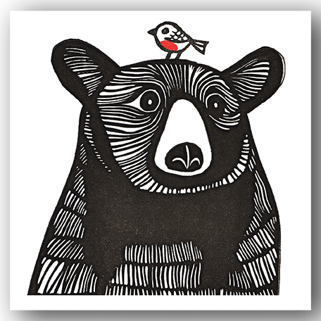 Pack of 6 Cards - PC377 Bear & Robin - Kat Lendacka