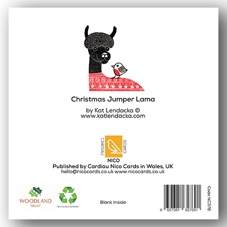 Pack of 6 Cards - PC378 Christmas Jumper Lama - Kat Lendacka