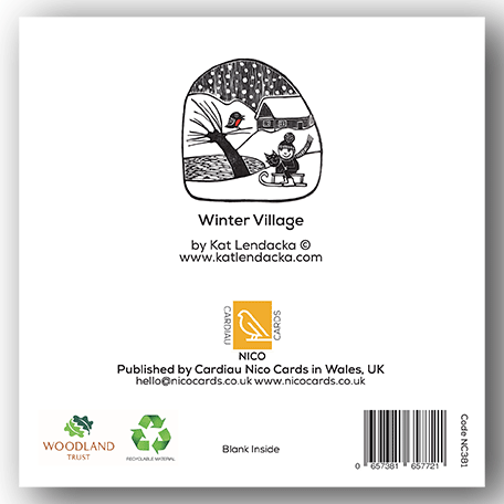Pack of 6 Cards - PC381 Winter Village - Kat Lendacka