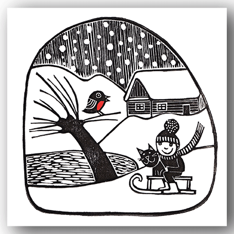 Pack of 6 Cards - PC381 Winter Village - Kat Lendacka