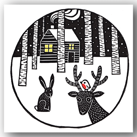 Pack of 6 Cards - PC383 Reindeer Woods - Kat Lendacka