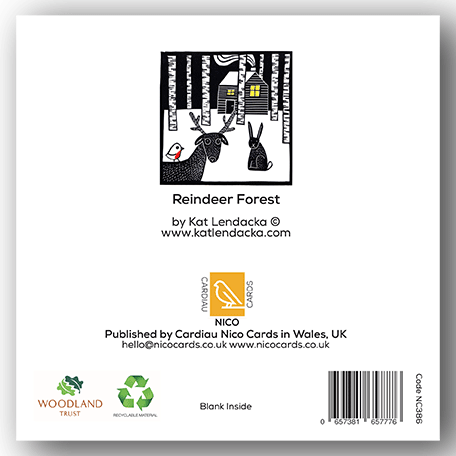 Pack of 6 Cards - PC386 Reindeer Forest - Kat Lendacka