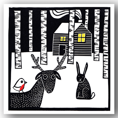 Pack of 6 Cards - PC386 Reindeer Forest - Kat Lendacka