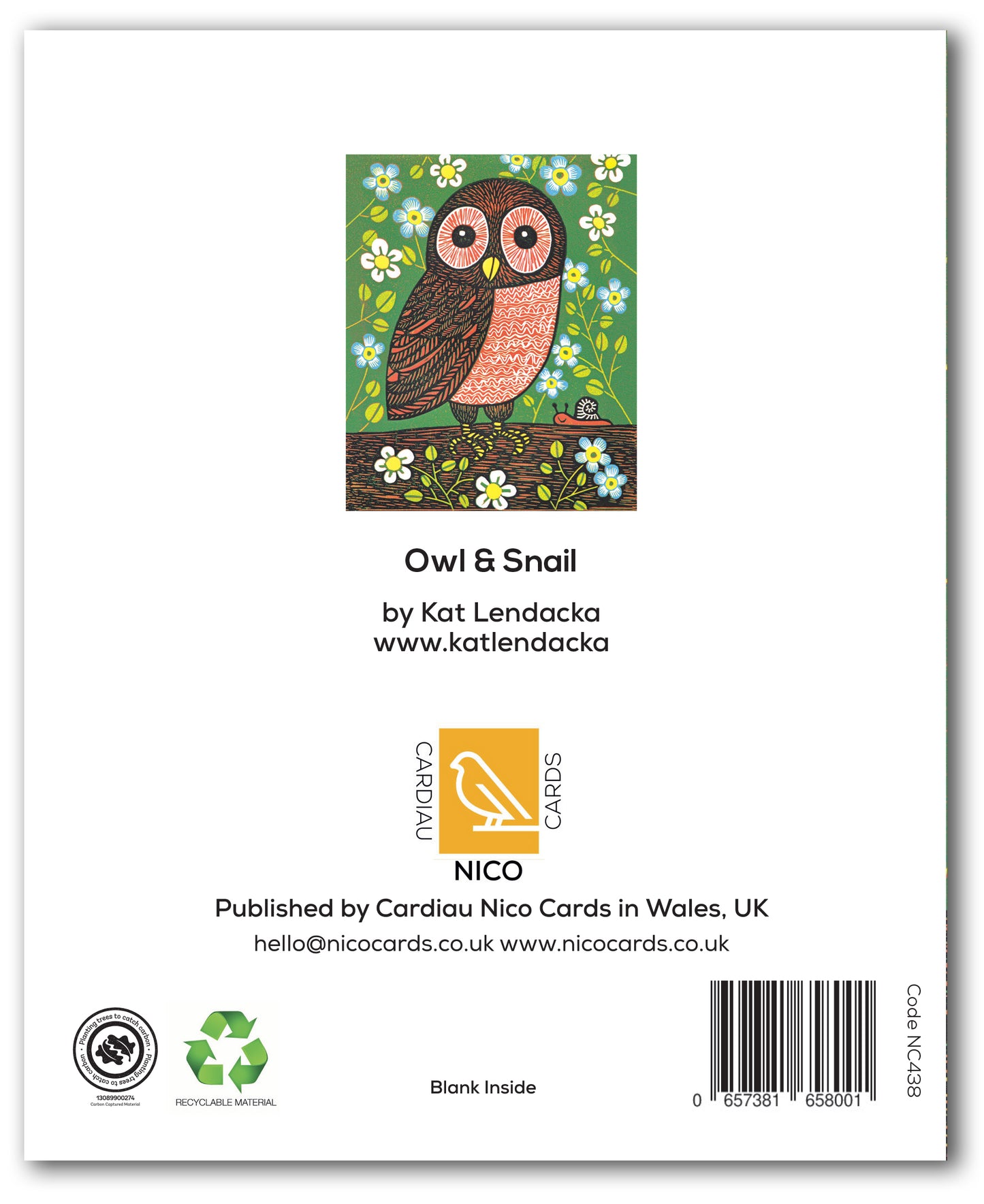 NC438 Owl & Snail - Kat Lendacka