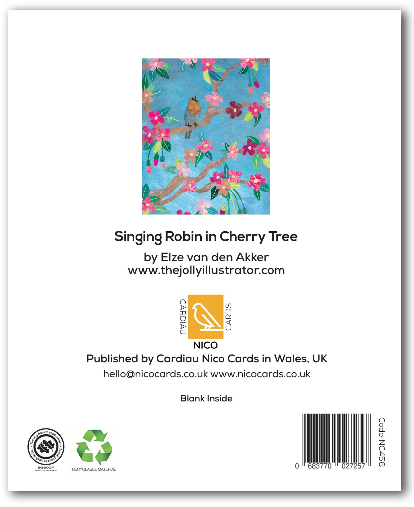 NC456 Singing Robin in Cherry Tree - Elze van den Akker