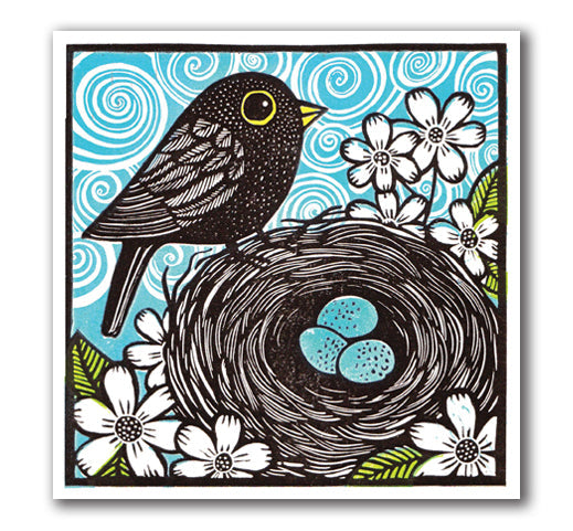 IGC307 Blackbird with Eggs - Kat Lendacka