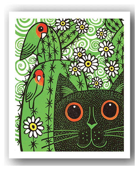 NC005 Cacti, Parrots & Cat - Kat Lendacka