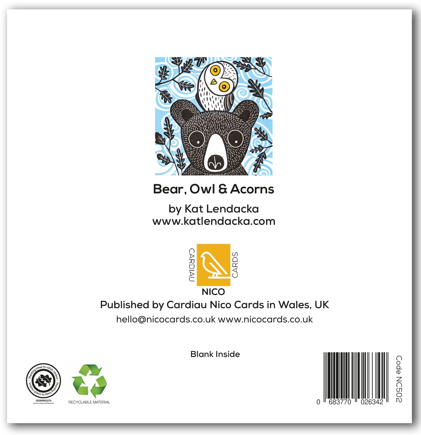 NC502 Bear, Owl & Acorns - Kat Lendacka